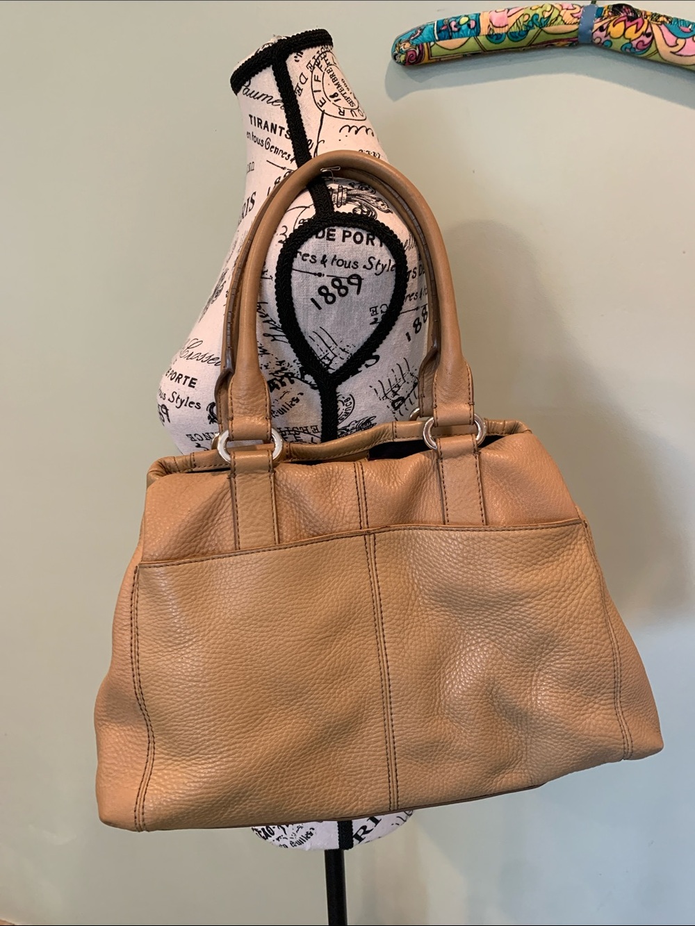Banana Republic Genuine Leather Large Camel Tan Satchel Handbag Shoulder Bag